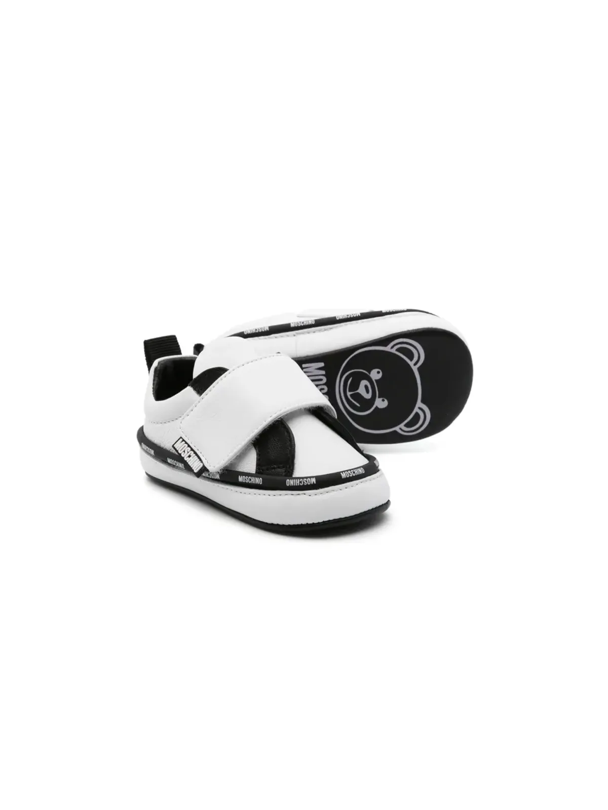 Moschino Kids ロゴトリム・タッチストラップスニーカー - ホワイト - 画像2