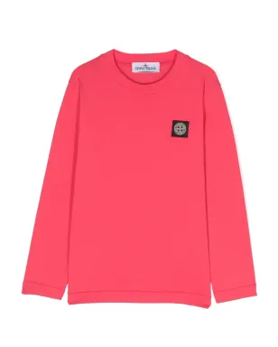 Stone Island Junior コンパスモチーフ コットン スウェットシャツ ピンク - サムネイル1