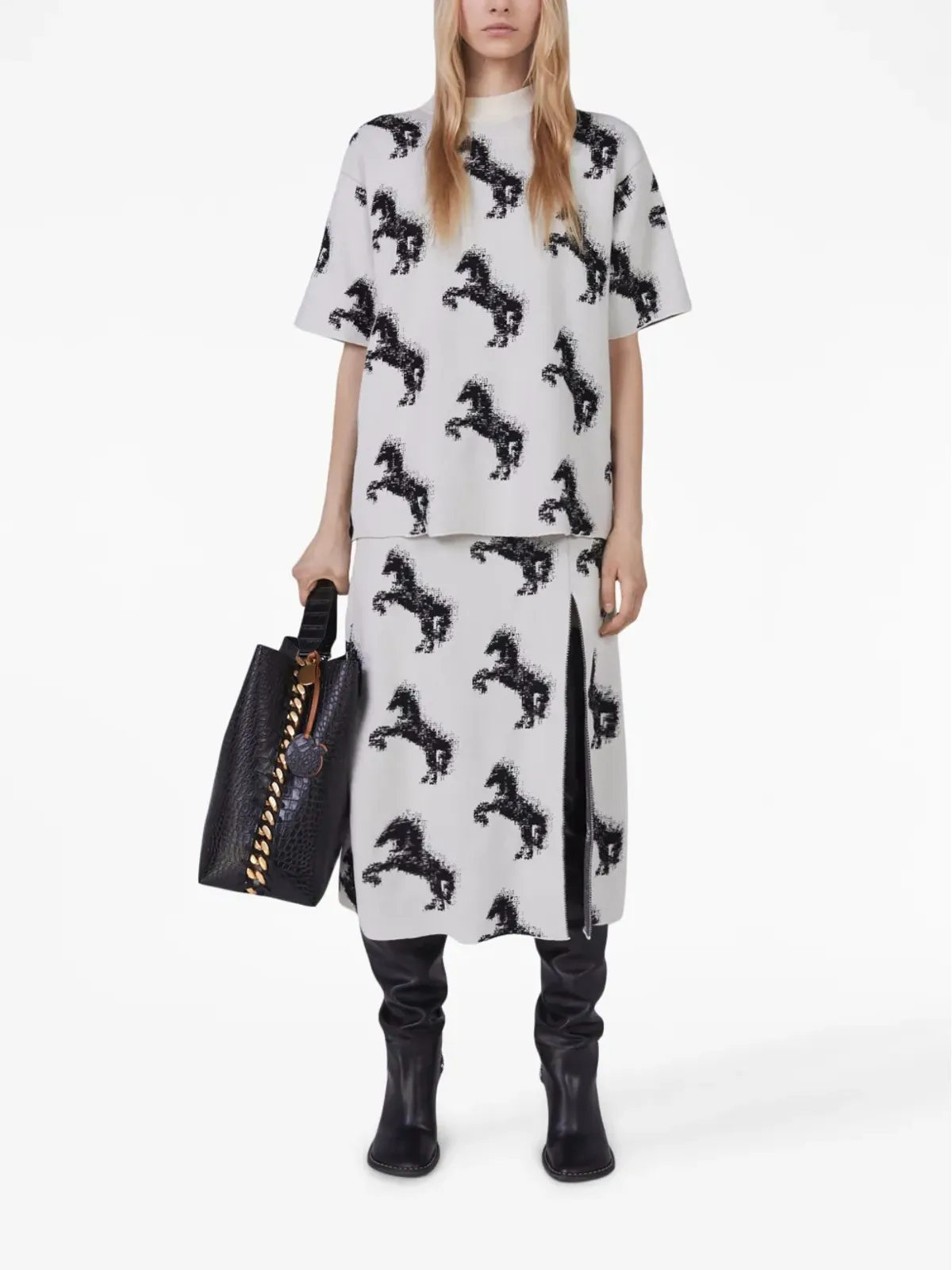 Stella McCartney ピクセルホースジャカード ミディスカート - 画像2