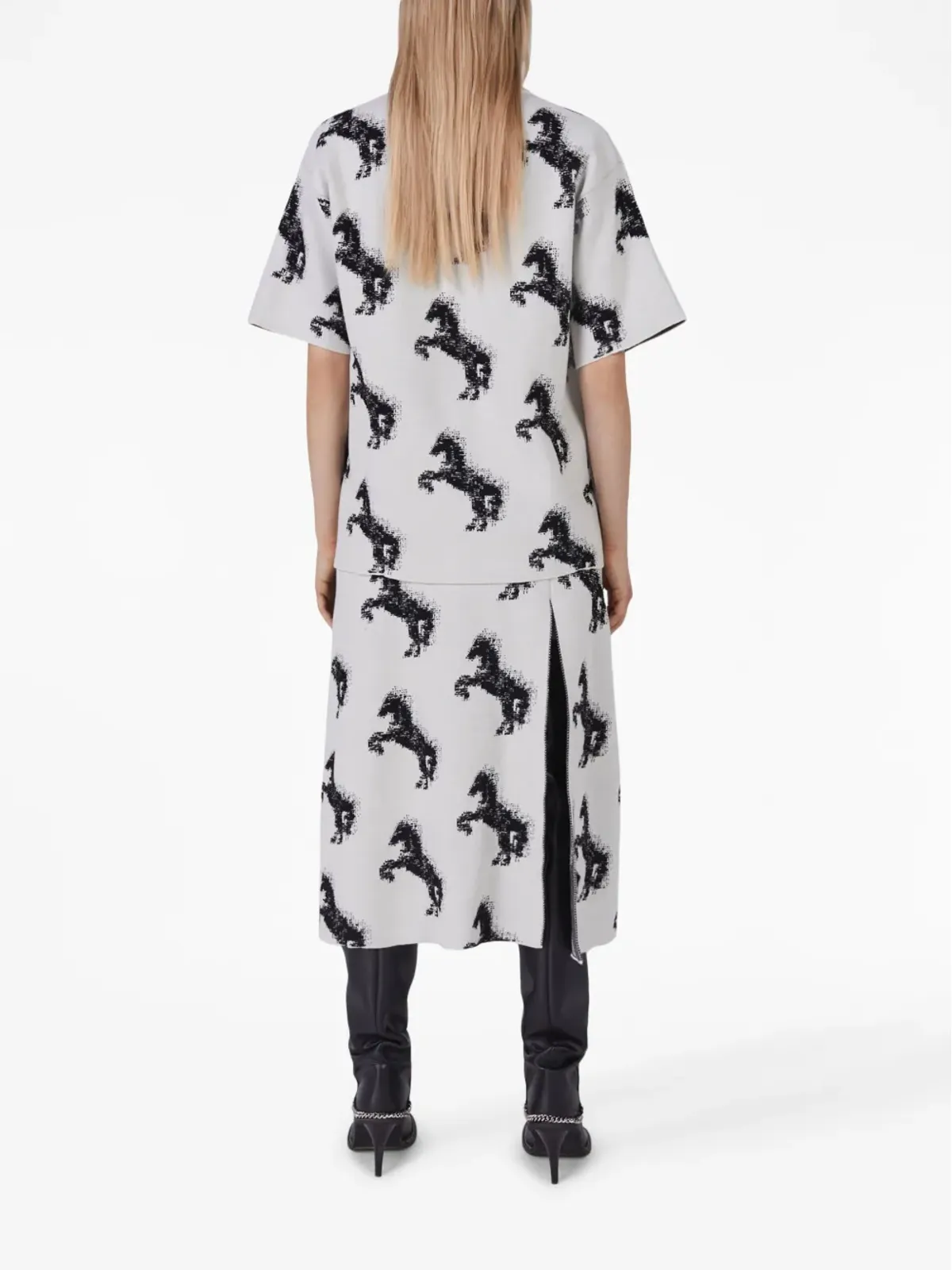 Stella McCartney ピクセルホースジャカード ミディスカート - 画像3