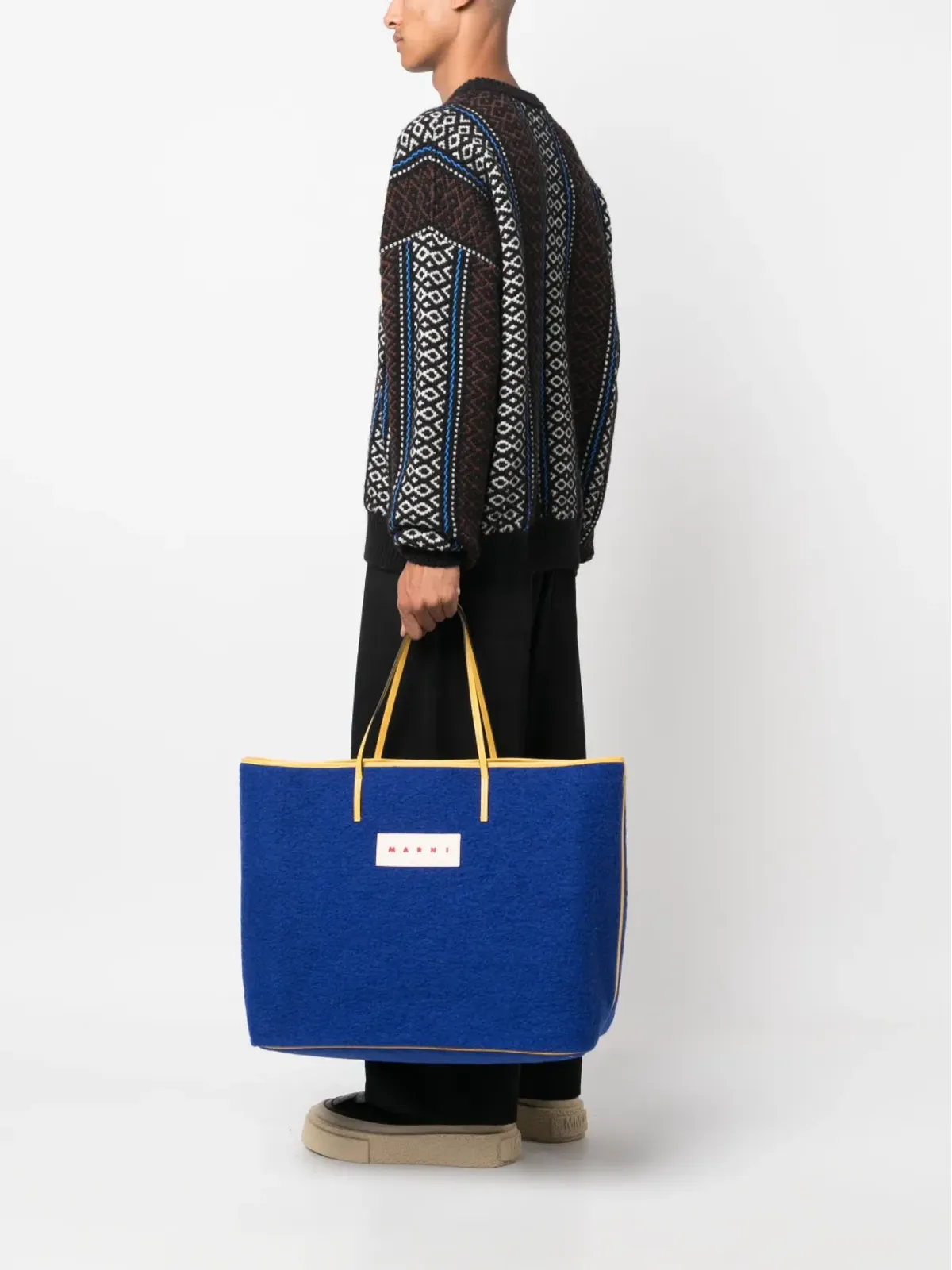Marni フェルテッドリバーシブル トートバッグ ブルー - 画像2