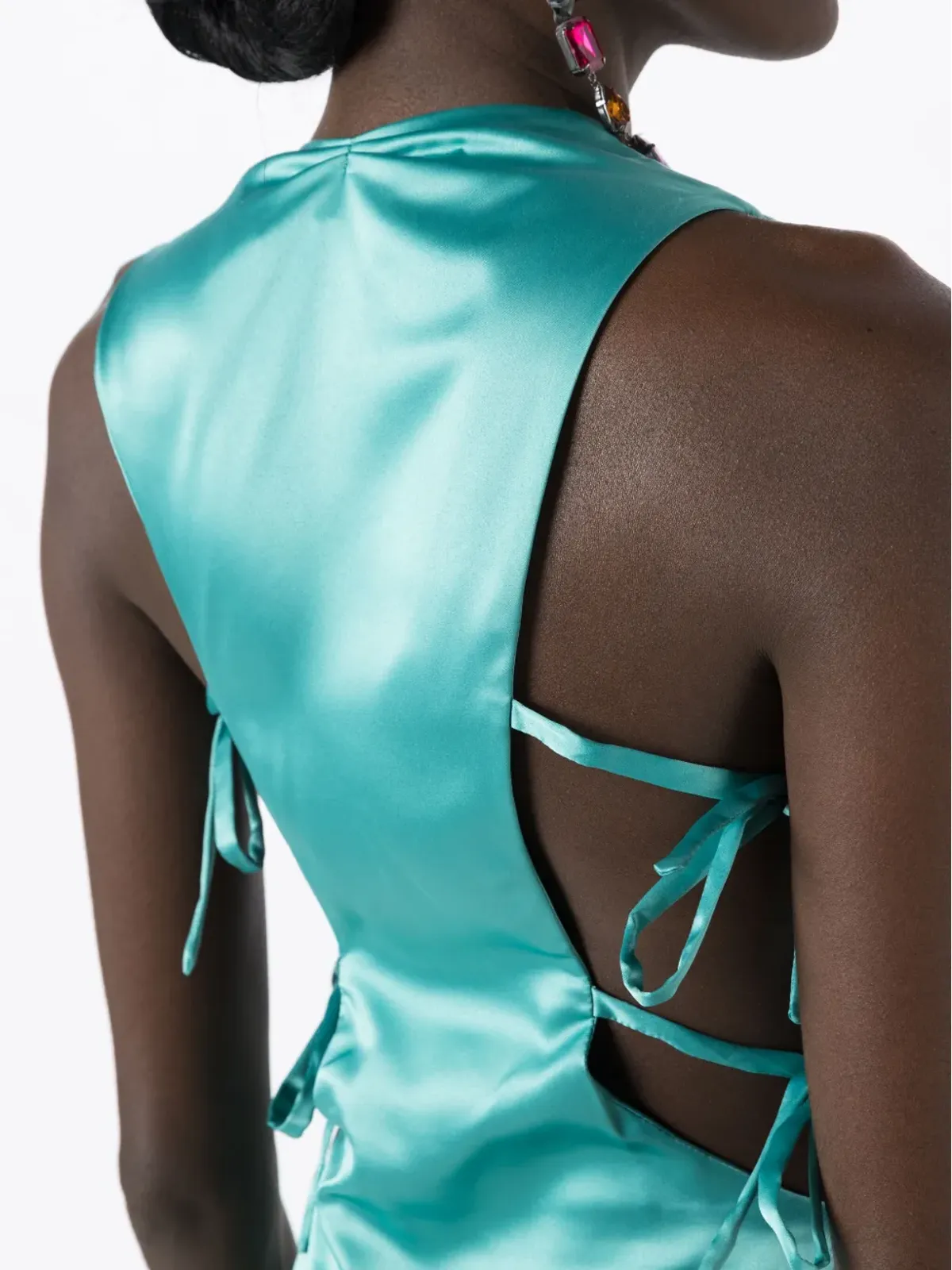 Lethicia Bronstein テレス サテンマキシドレス - Green - 画像5