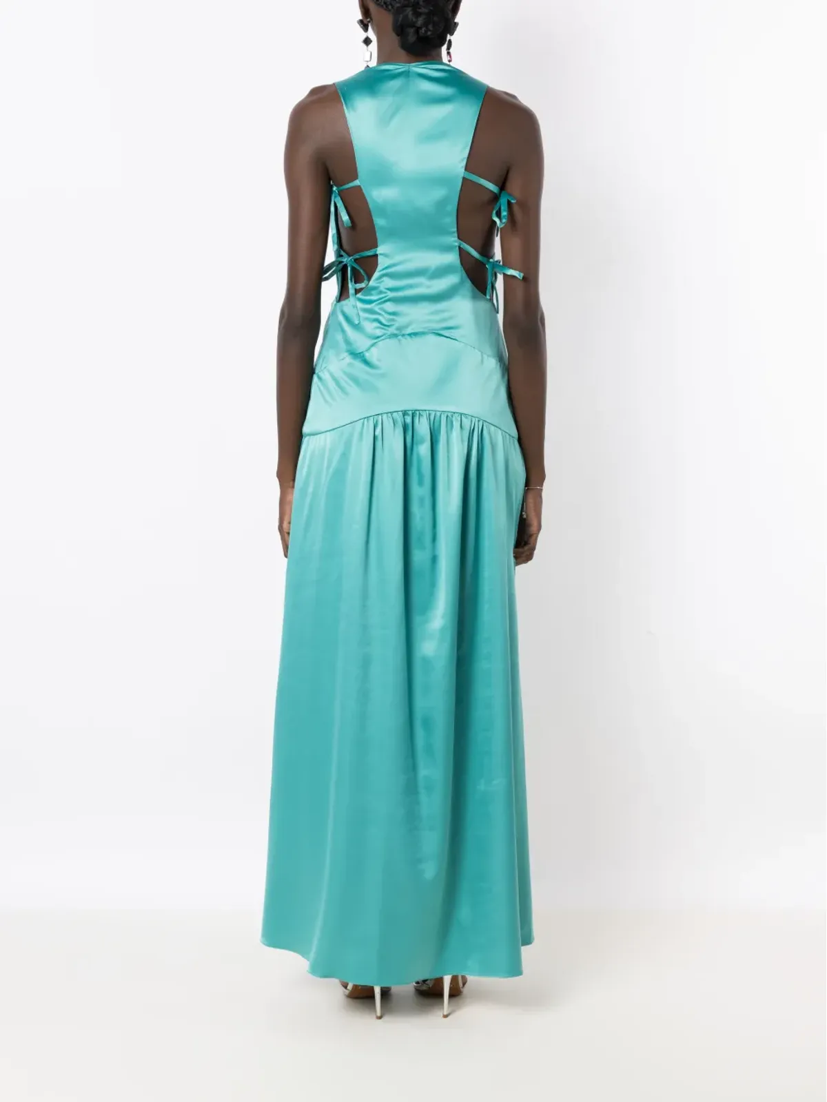 Lethicia Bronstein テレス サテンマキシドレス - Green - 画像4