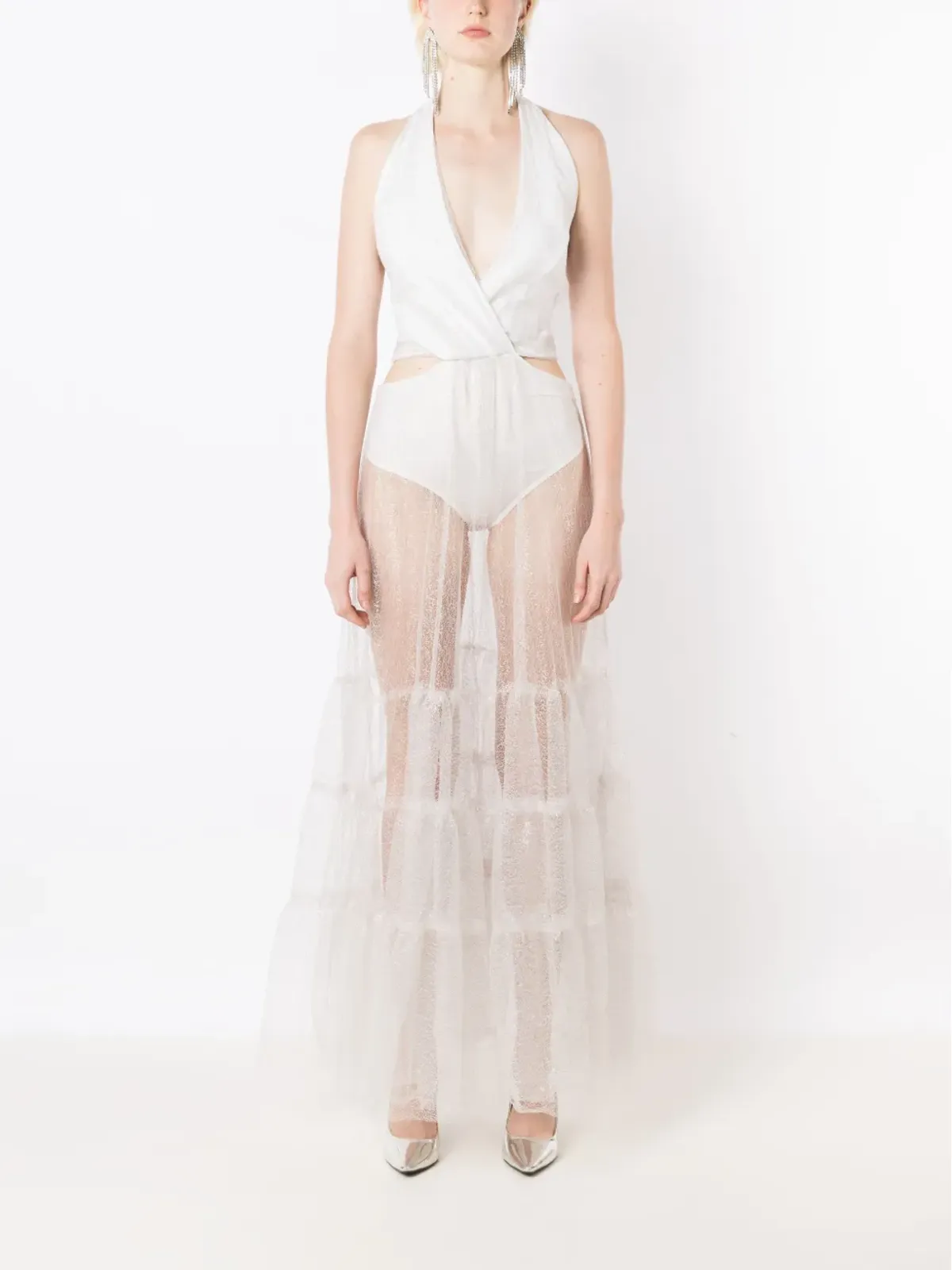Lethicia Bronstein Milena sheer-panel maxi dress - White - 画像2