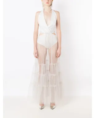 Lethicia Bronstein Milena sheer-panel maxi dress - White - サムネイル2