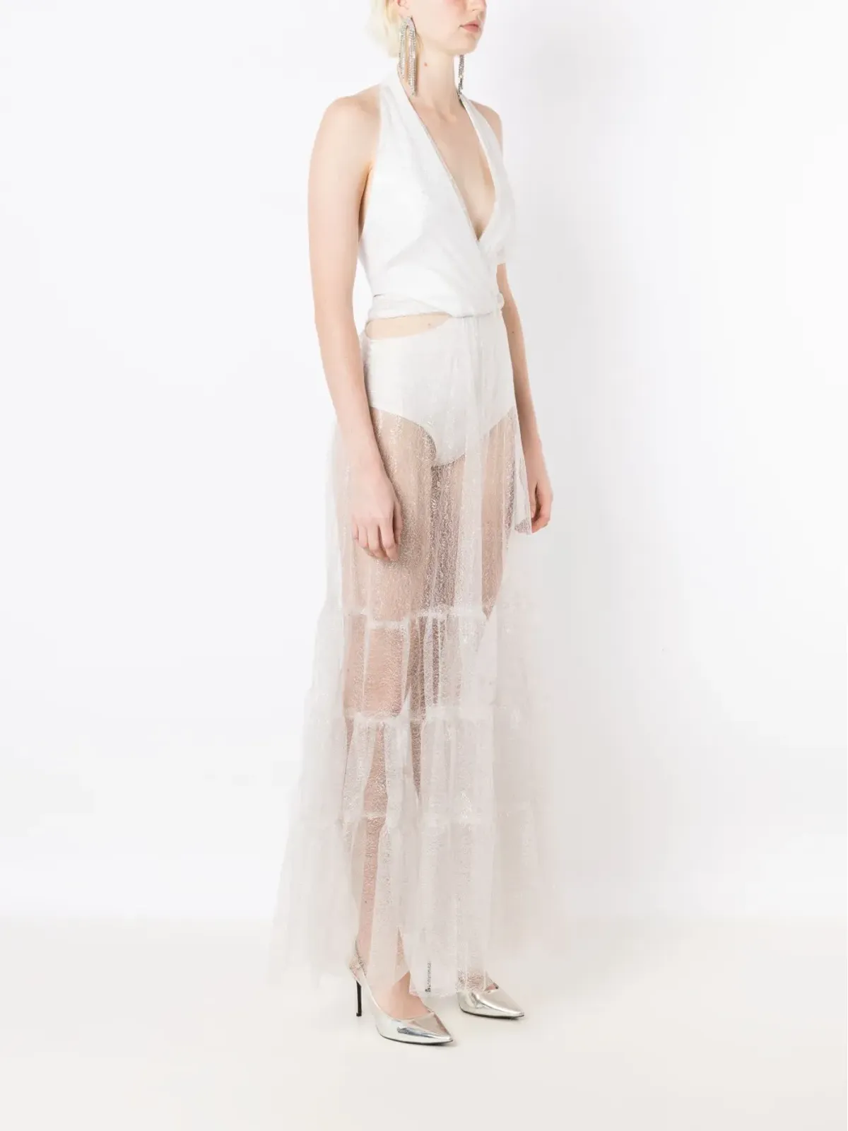 Lethicia Bronstein Milena sheer-panel maxi dress - White - 画像3
