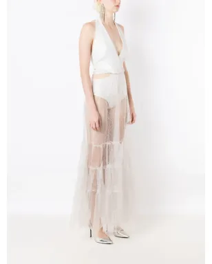 Lethicia Bronstein Milena sheer-panel maxi dress - White - サムネイル3