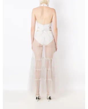 Lethicia Bronstein Milena sheer-panel maxi dress - White - サムネイル4