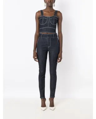 Lethicia Bronstein アナ クロップド デニムトップ - サムネイル2
