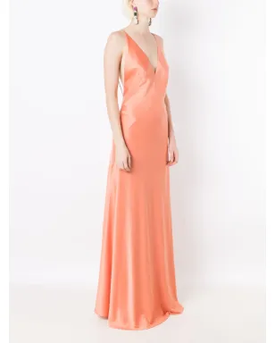 Lethicia Bronstein サテン仕上げのオープンバックガウン - サムネイル3