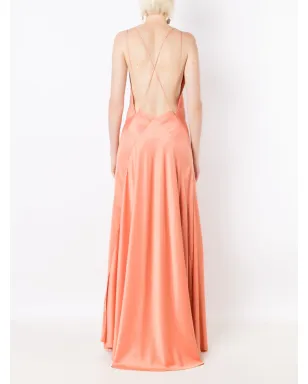 Lethicia Bronstein サテン仕上げのオープンバックガウン - サムネイル4
