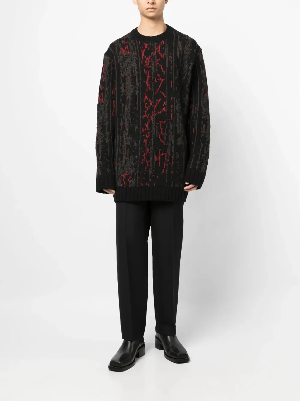 Yohji Yamamoto パターン柄インターシャニットジャンパー - 画像2