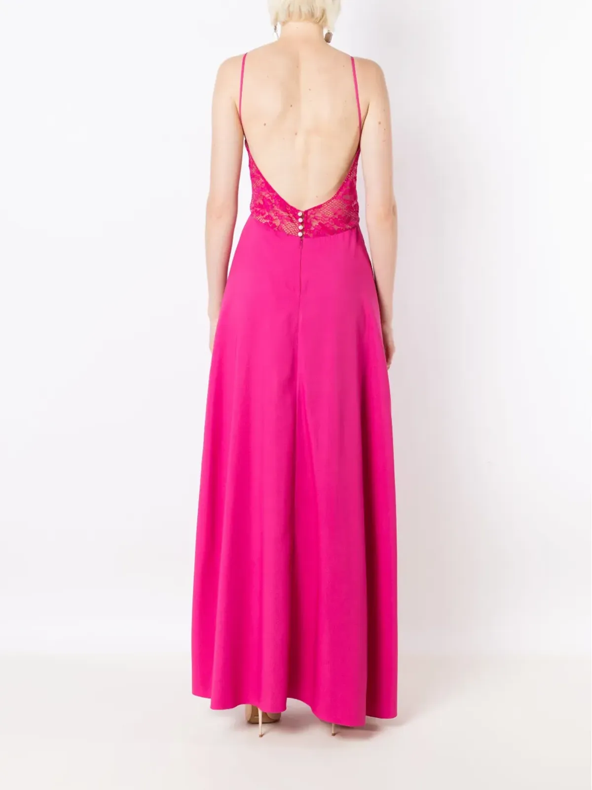 Lethicia Bronstein Georgia lace-detail maxi dress - Pink - 画像4