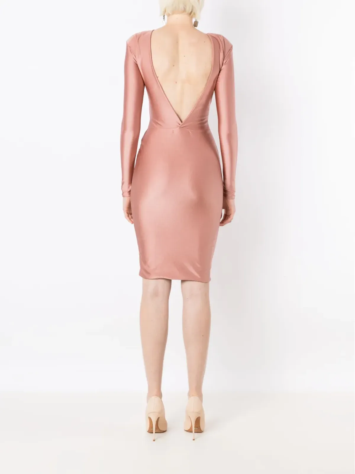 Lethicia Bronstein グレイシー メタリック光沢ドレス ピンク - 画像4