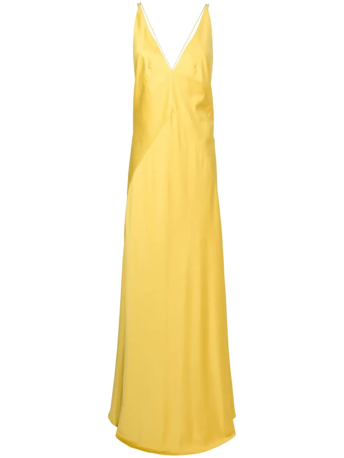 Lethicia Bronstein サテン仕上げVネック ドレス - Yellow - 画像1
