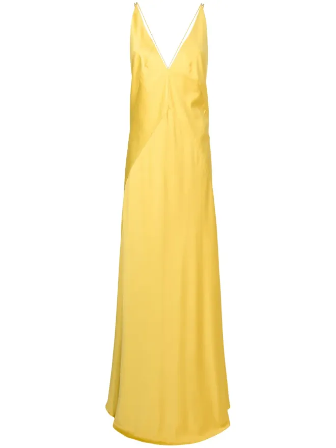 Lethicia Bronstein Lethicia Bronstein サテン仕上げVネック ドレス - Yellowの商品画像