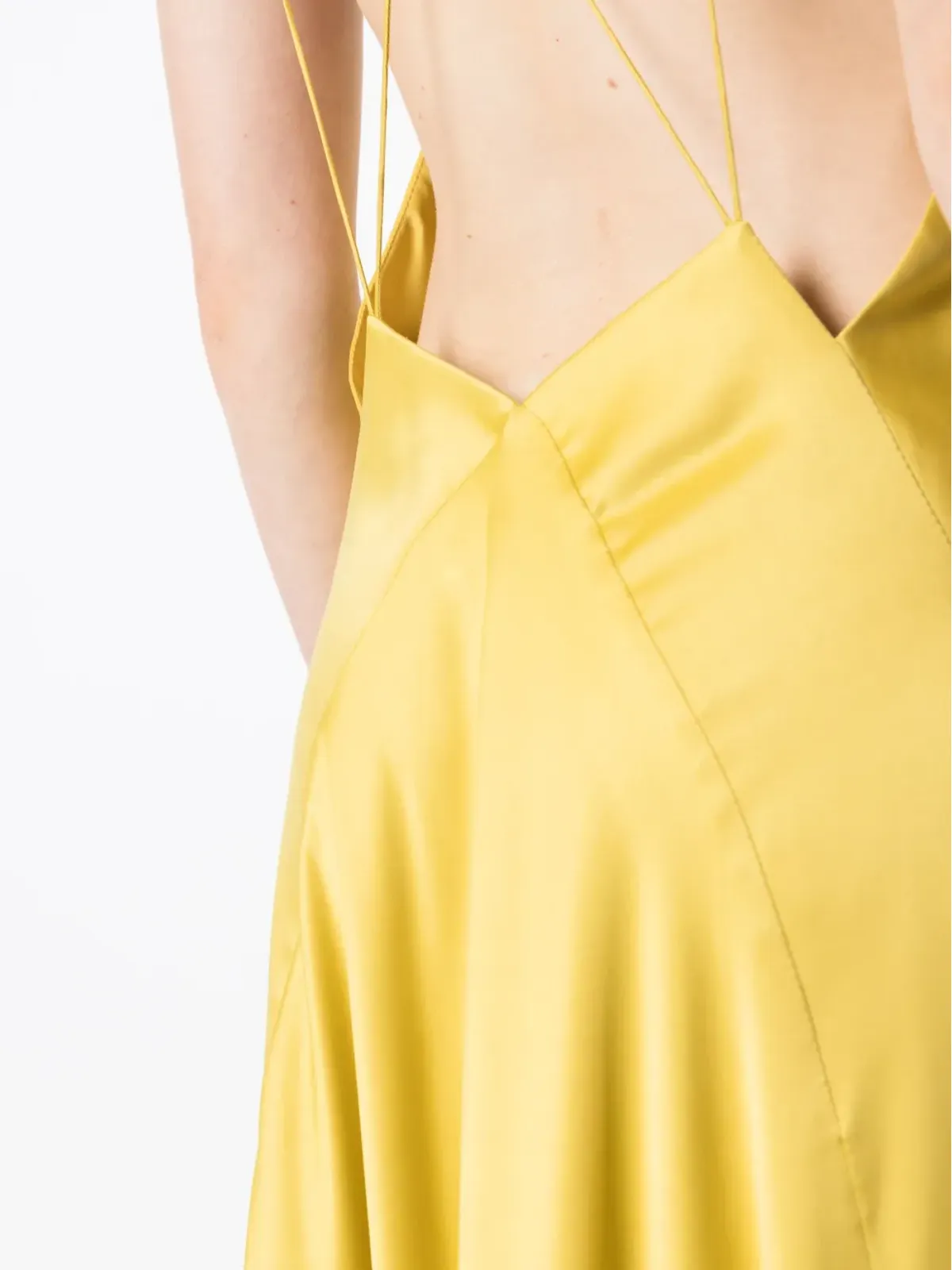 Lethicia Bronstein サテン仕上げVネック ドレス - Yellow - 画像5