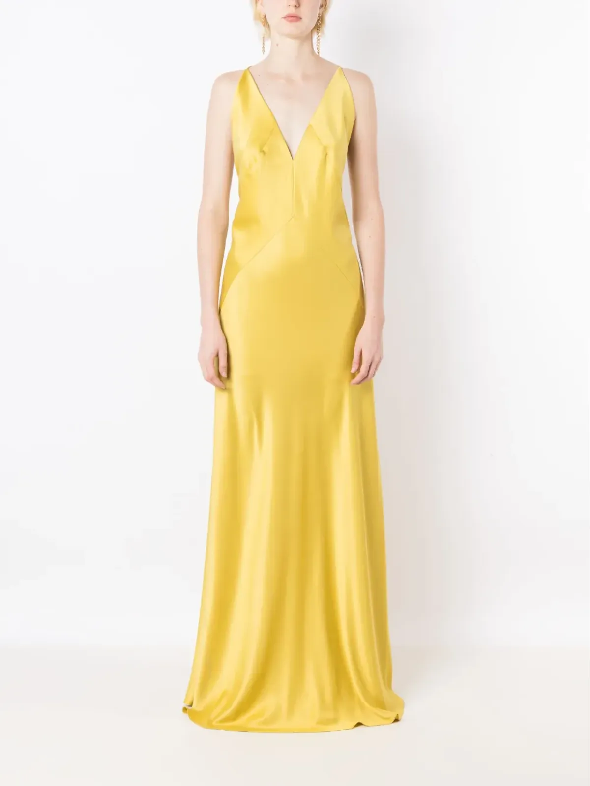 Lethicia Bronstein サテン仕上げVネック ドレス - Yellow - 画像2
