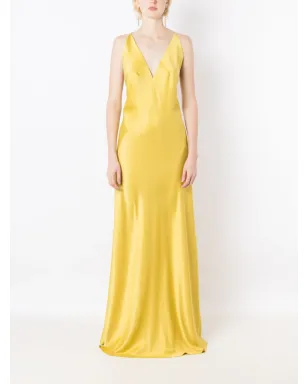 Lethicia Bronstein サテン仕上げVネック ドレス - Yellow - サムネイル2