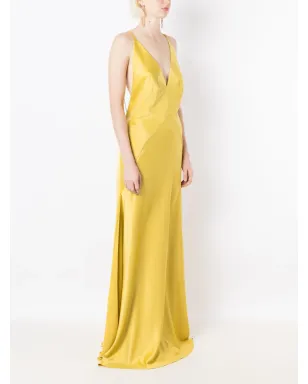 Lethicia Bronstein サテン仕上げVネック ドレス - Yellow - サムネイル3