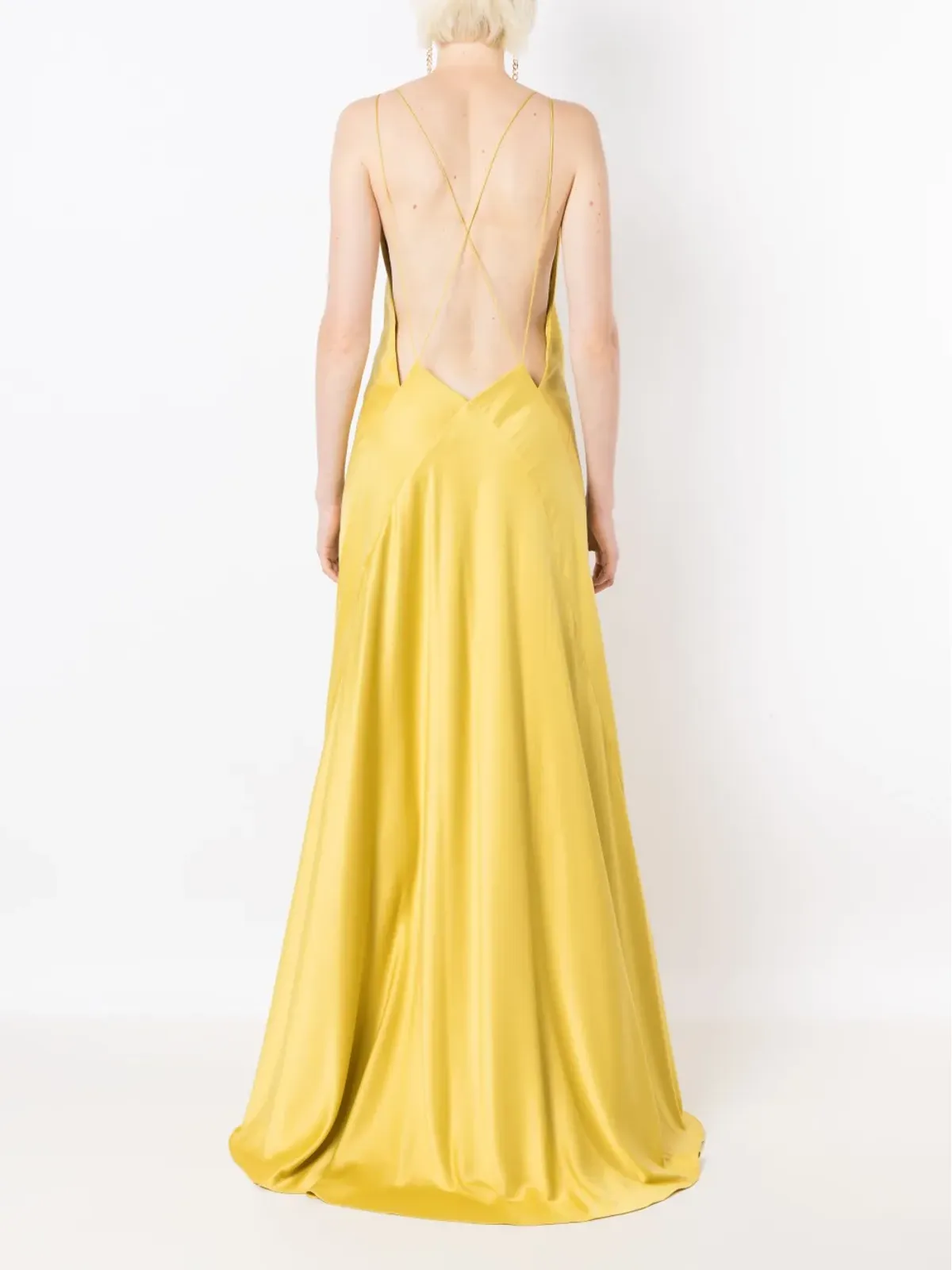 Lethicia Bronstein サテン仕上げVネック ドレス - Yellow - 画像4