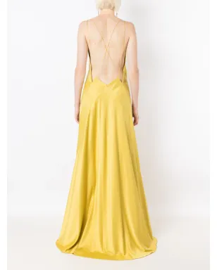 Lethicia Bronstein サテン仕上げVネック ドレス - Yellow - サムネイル4