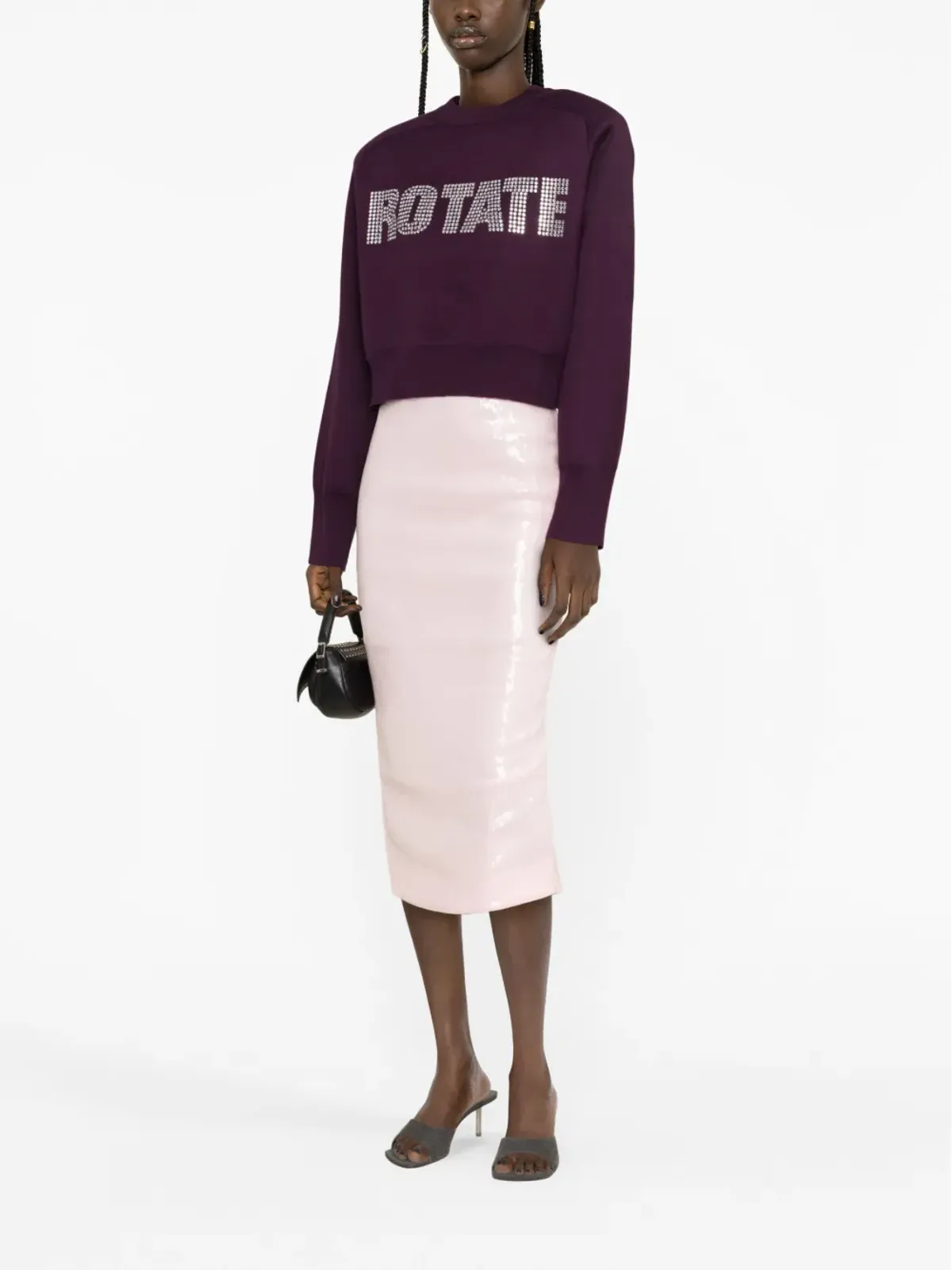 ROTATE BIRGER CHRISTENSEN ロゴアップリケ入りラインストーン装飾スウェットシャツ - 画像2