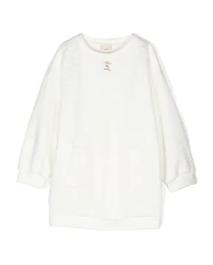 Elisabetta Franchi La Mia Bambina モノグラムジャカード ミディドレス ホワイト - サムネイル1