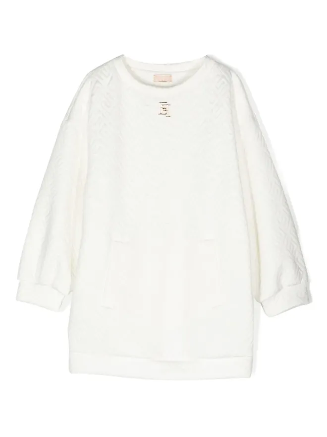 Elisabetta Franchi La Mia Bambina Elisabetta Franchi La Mia Bambina モノグラムジャカード ミディドレス ホワイトの商品画像