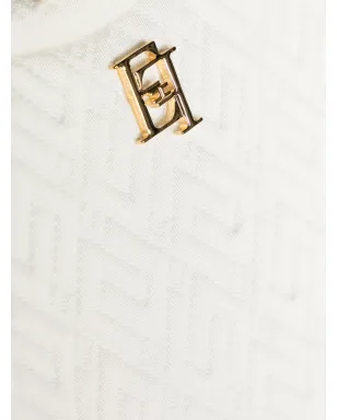 Elisabetta Franchi La Mia Bambina モノグラムジャカード ミディドレス ホワイト - サムネイル3