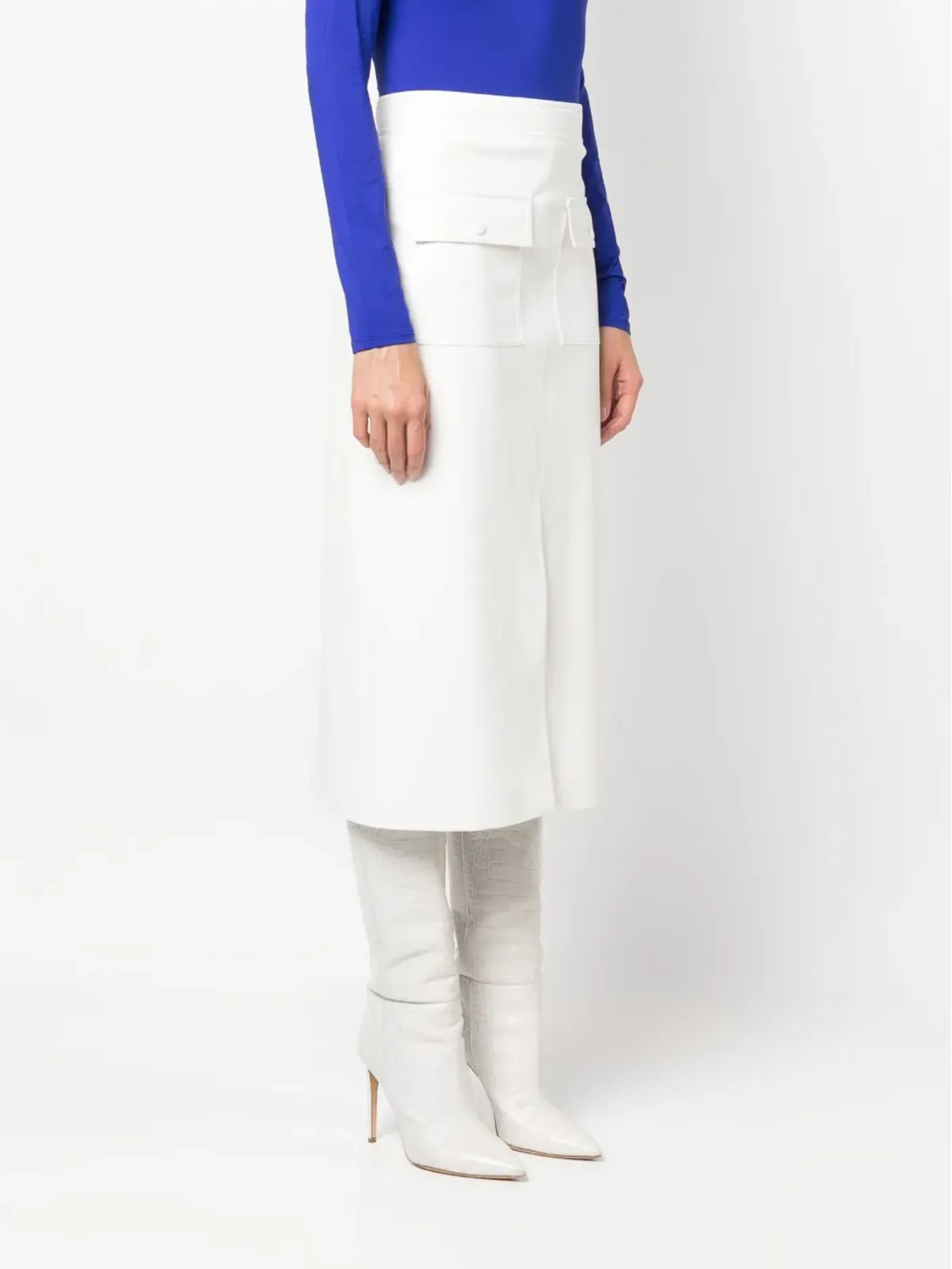 MSGM フェイクレザー ミディスカート - 画像3