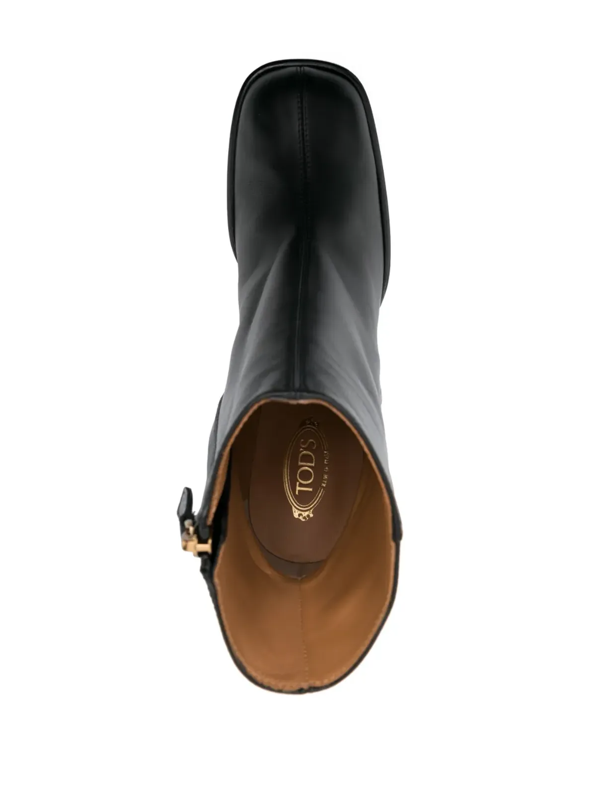Tod's 80mmスクエアトゥレザーブーツ ブラック - 画像4