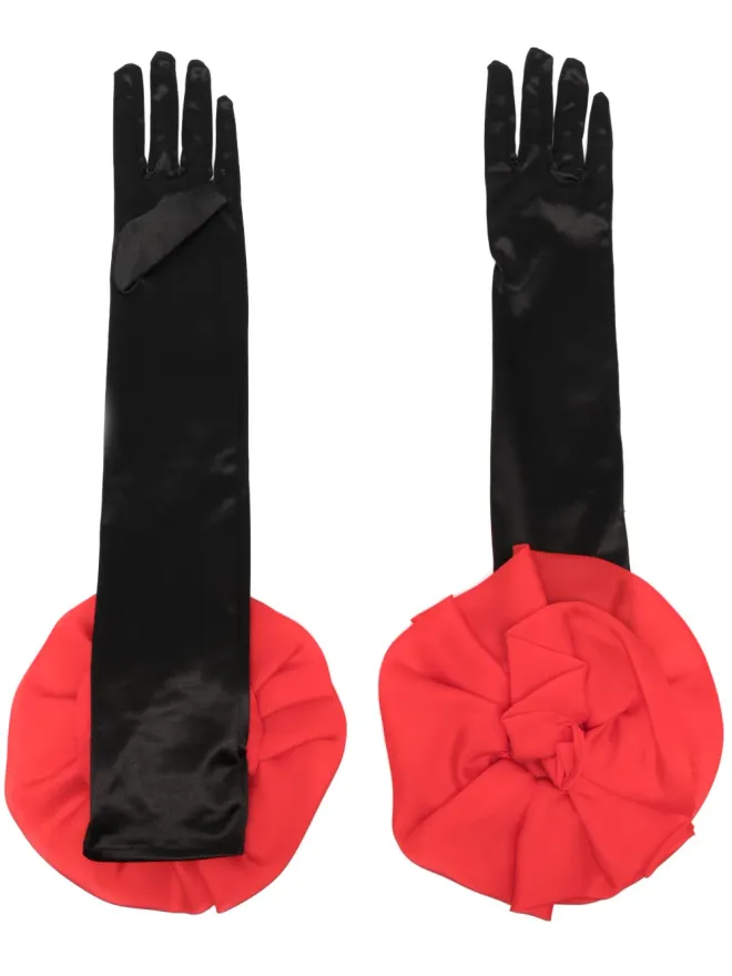 Parlor Parlor 花柄アップリケ付きサテングローブの商品画像