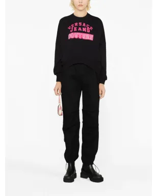Versace Jeans Couture クリスタルエンベリッシュ ロゴプリント スウェットシャツ（ブラック） - サムネイル2
