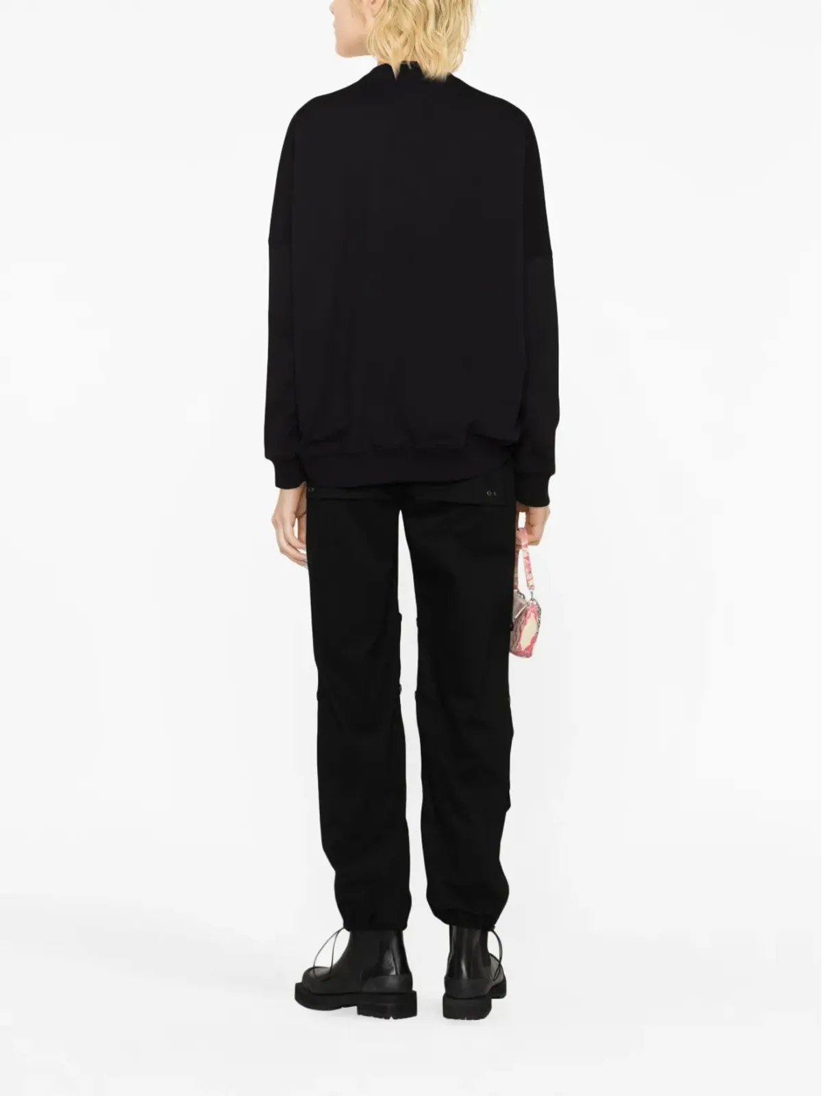 Versace Jeans Couture クリスタルエンベリッシュ ロゴプリント スウェットシャツ（ブラック） - 画像3