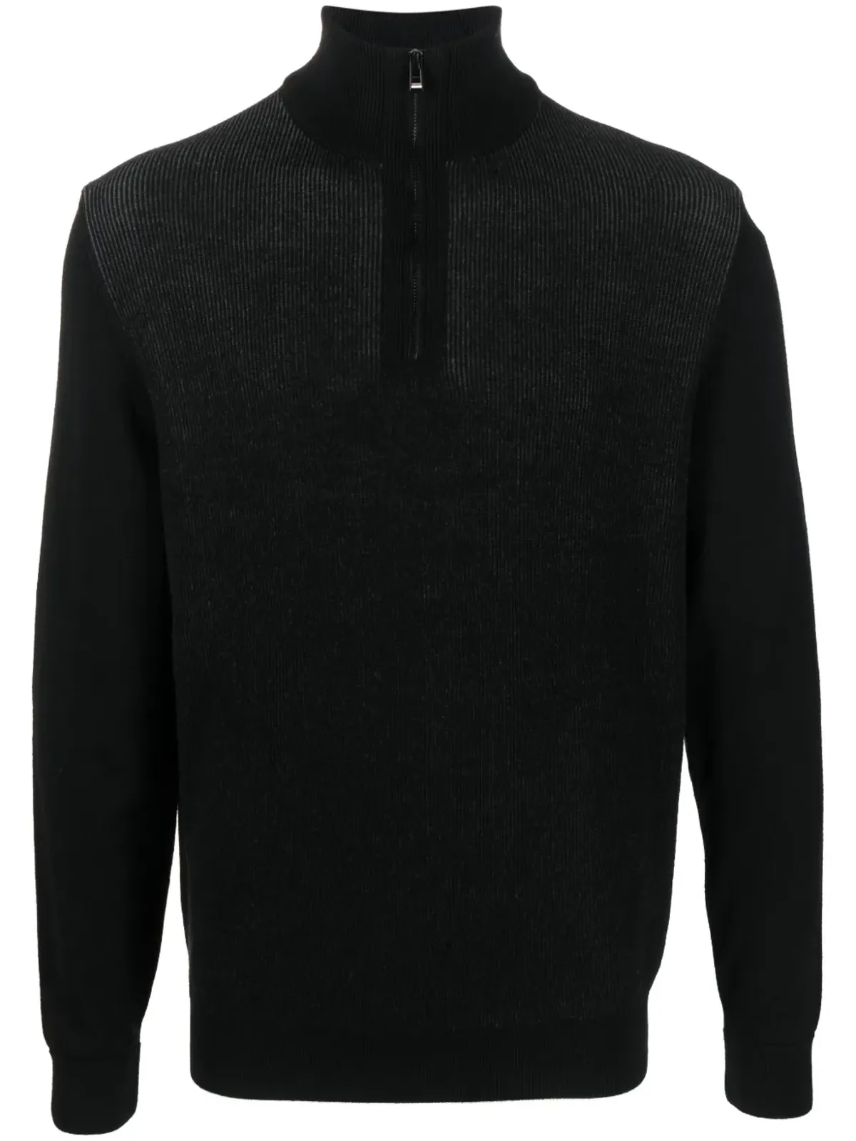 BOSS ribbed half-zip jumper - Black - 画像1