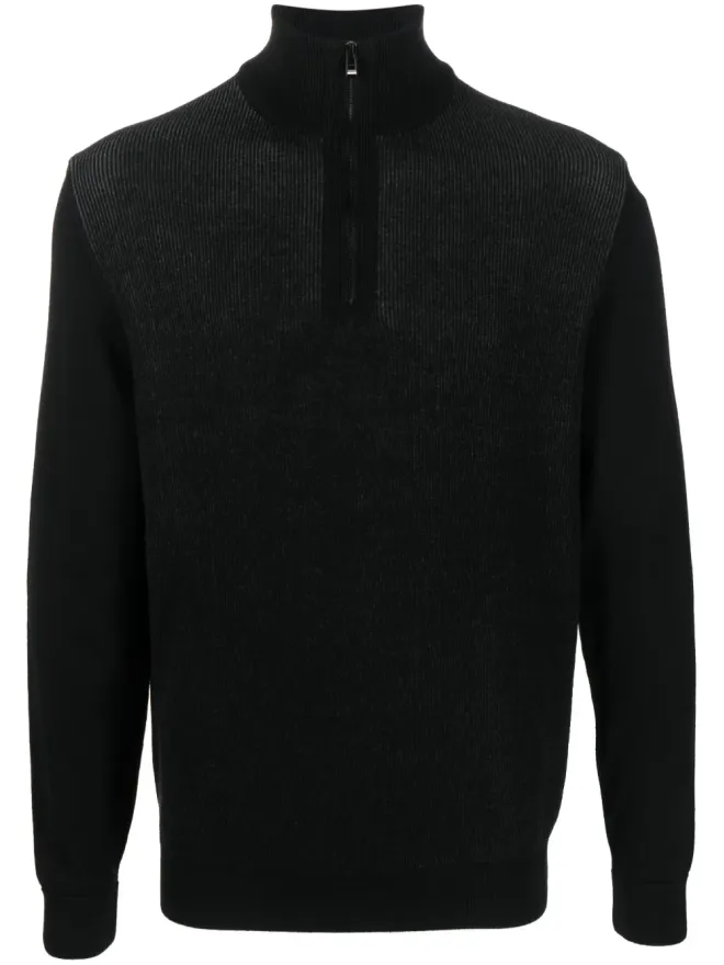 BOSS BOSS ribbed half-zip jumper - Blackの商品画像