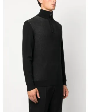 BOSS ribbed half-zip jumper - Black - サムネイル3
