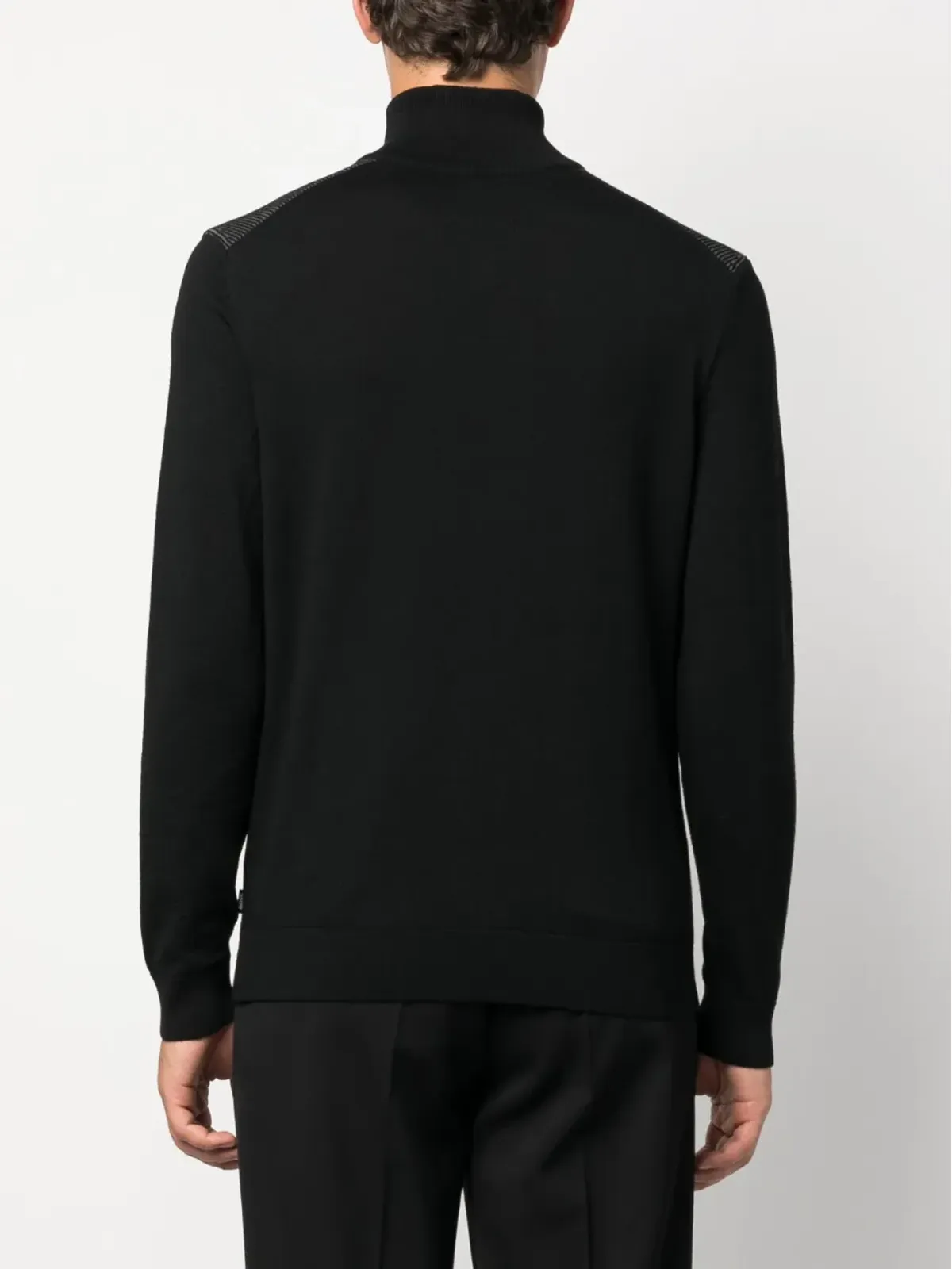 BOSS ribbed half-zip jumper - Black - 画像4