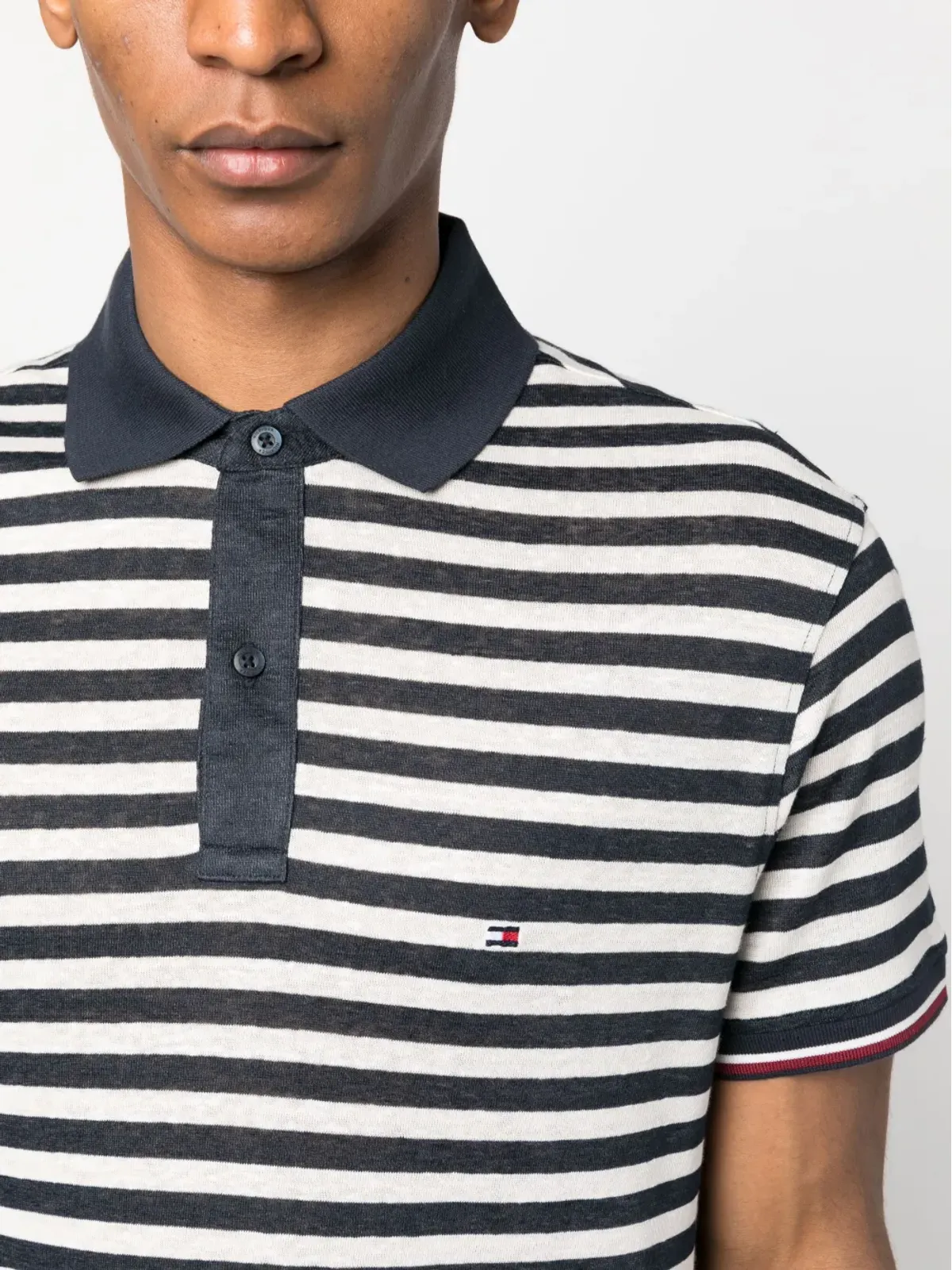 Tommy Hilfiger ロゴパッチストライプポロシャツ - 画像5