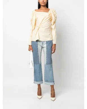 Victoria Beckham ストレートレッグパッチワークジーンズ - ブルー - サムネイル2