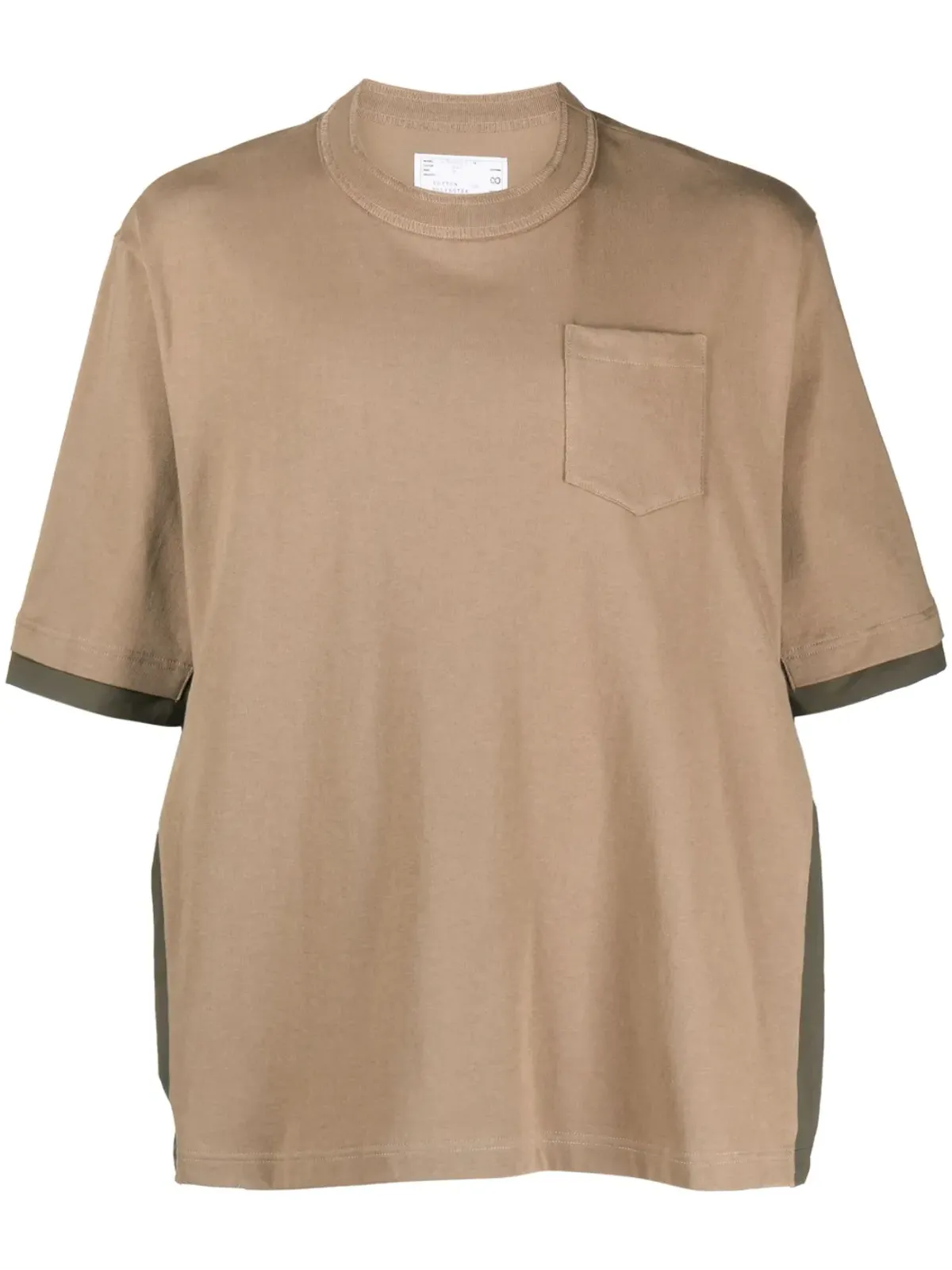 sacai カラーブロック コットンTシャツ - ブラウン - 画像1