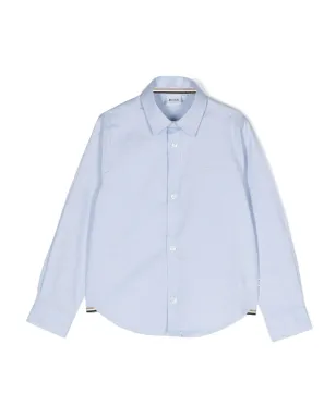 BOSS Kidswear ロゴ刺繍コットンシャツ - ブルー - サムネイル1