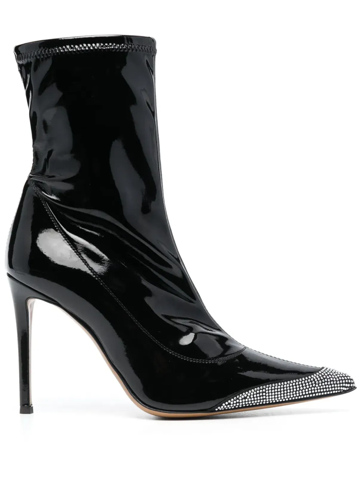 Alexandre Vauthier クリスタル装飾付きパテントレザー アンクルブーツ - 画像1