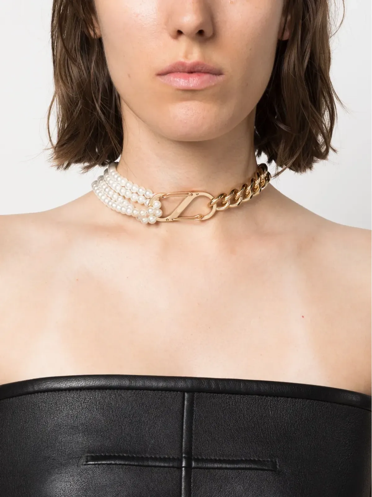 Atu Body Couture x Shir Fine Jewellery マザーオブパール チェーンリンク ネックレス - ゴールド - 画像2