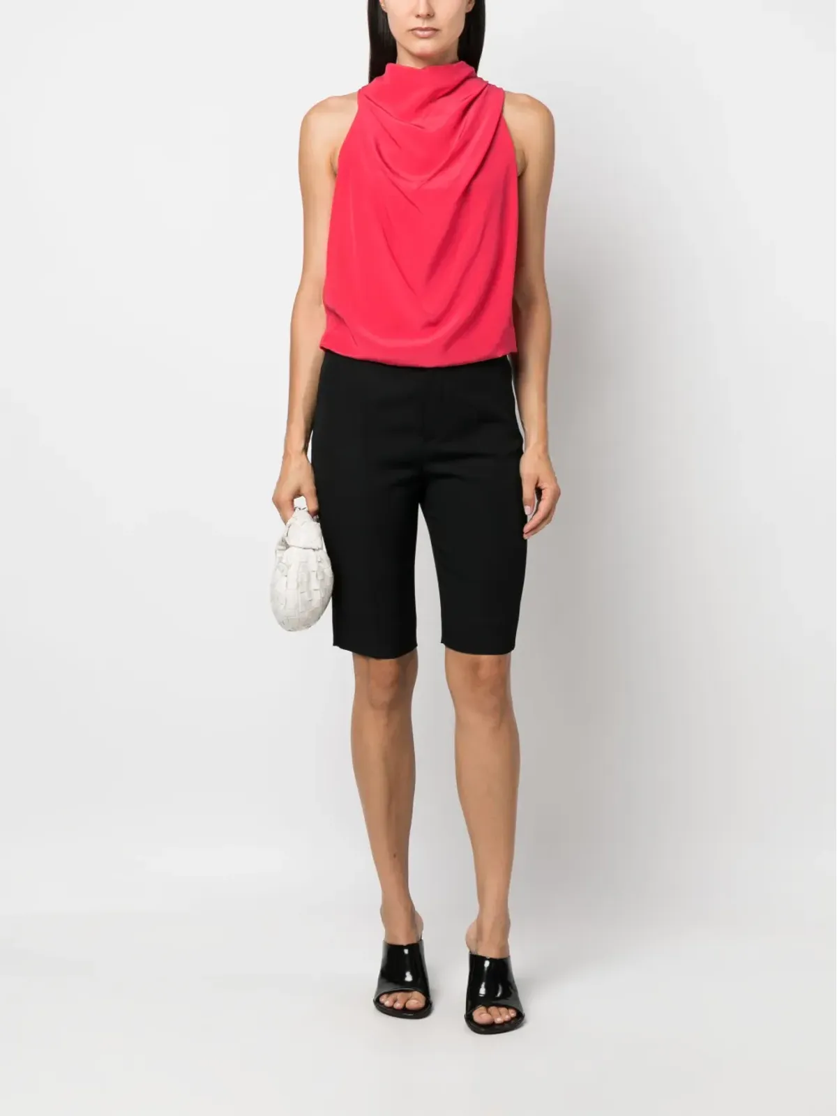 Lanvin ドレープ ノースリーブ シルクトップ ピンク - 画像2