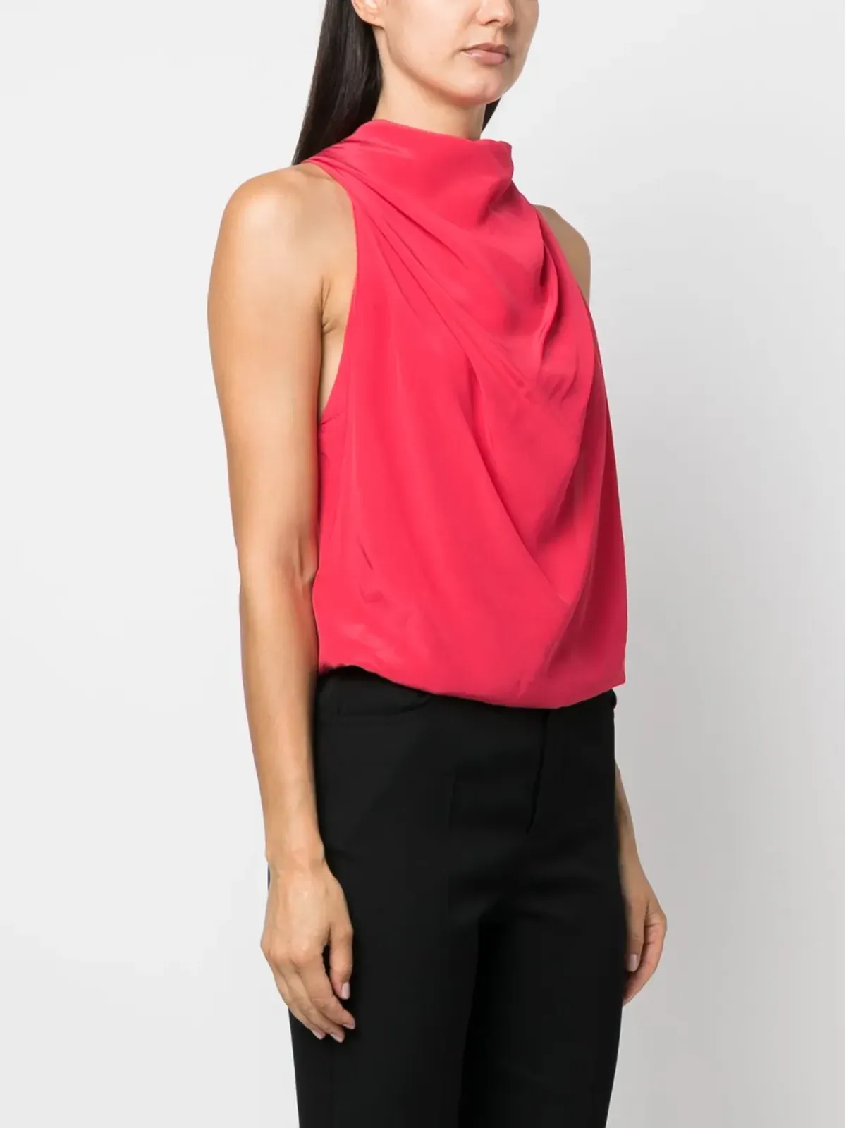 Lanvin ドレープ ノースリーブ シルクトップ ピンク - 画像3