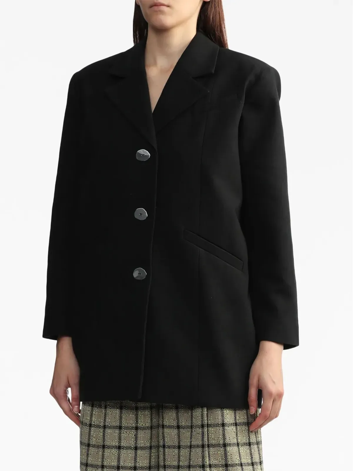 GANNI ショルダーパッド入り シングルブレスト ブレザー - 画像3