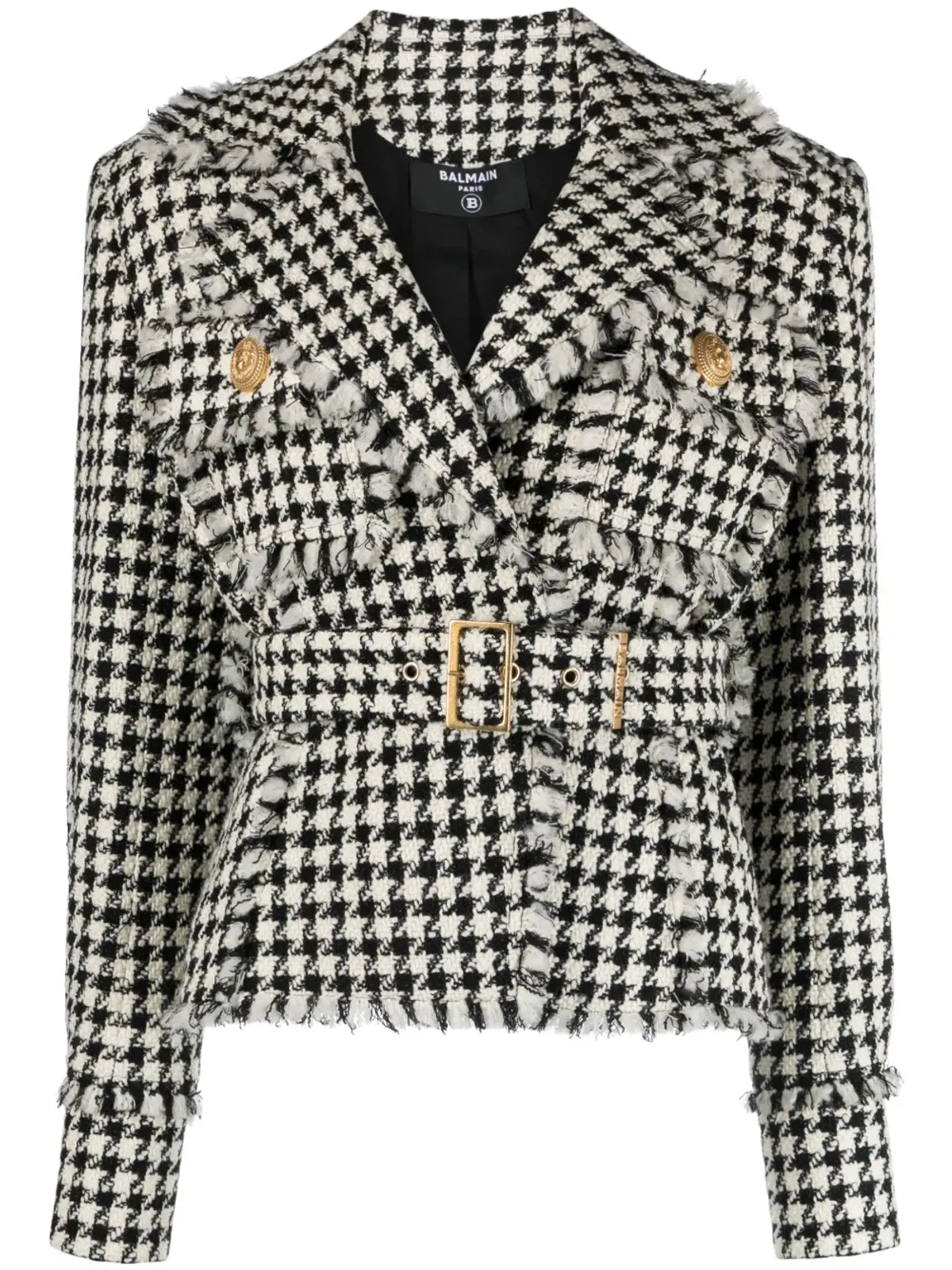 Balmain ハウンドトースト柄ツイード ベルト付きジャケット - 画像1
