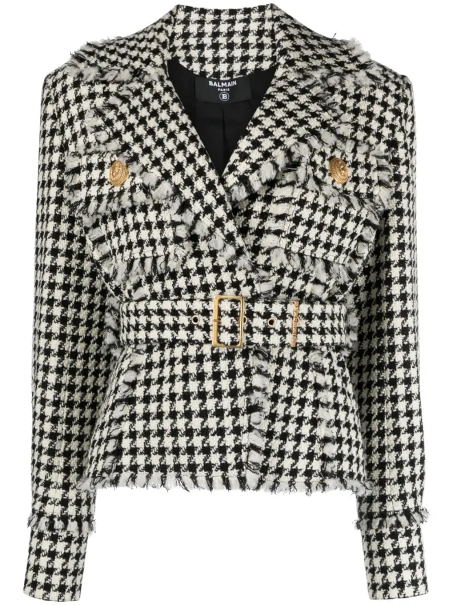 BALMAIN Balmain ハウンドトースト柄ツイード ベルト付きジャケットの商品画像
